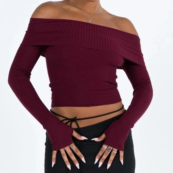 Princess Polly Morley Off Shoulder Sweater - Picture 2 of 7